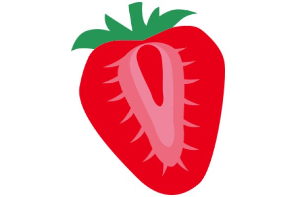 Vivid Illustration of a Red Strawberry with a Pink Core