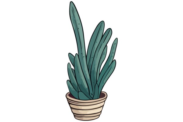 A Whimsical Illustration of a Potted Cactus