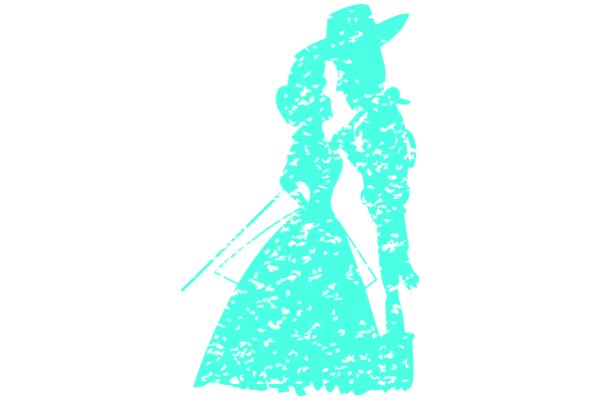 A Silhouette of a Cowboy and Cowgirl in a Stylized Artwork