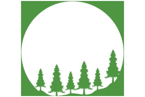 Serene Scene: A Silhouette of Trees and a Moon on a Green Background