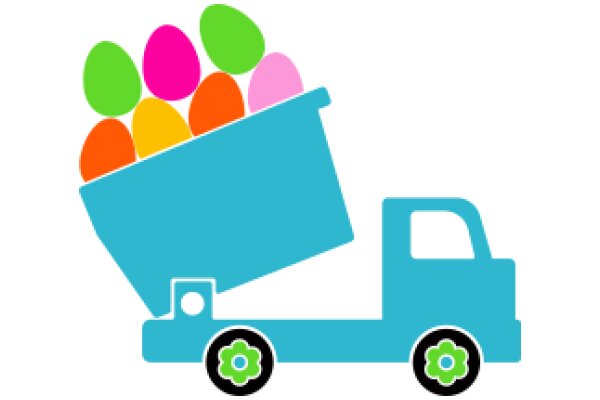 Colorful Easter Eggs in a Blue Truck