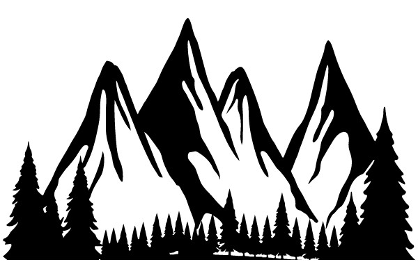 Silhouette of Majestic Mountains and Forests