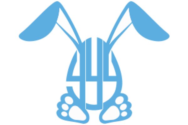 Elegant Blue Rabbit Logo with Paw Prints