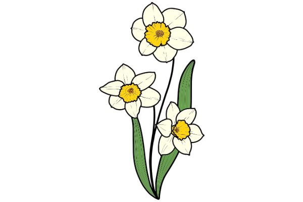 A Delicate Bouquet of White and Yellow Flowers with Green Stems