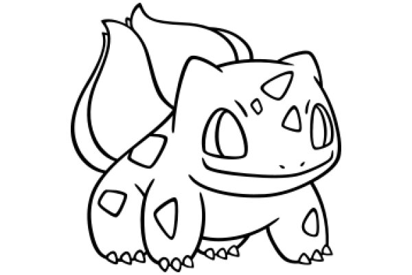 A Whimsical Line Drawing of a Charming Cartoon Pokémon