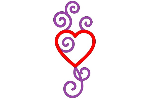 Vibrant Heart Design with Purple Swirls