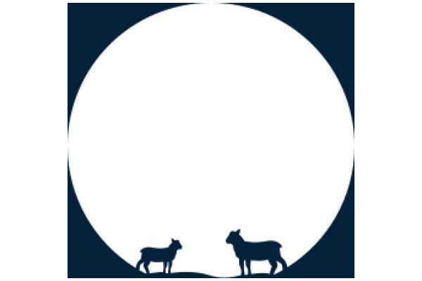 Silhouette of a Sheep and a Lamb on a Moonlit Night