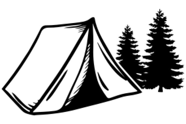 A Cozy Camping Scene: A Tent and Two Trees