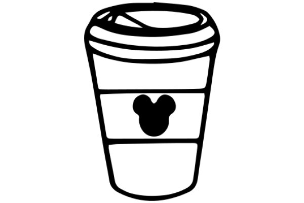 A Simple Line Drawing of a Coffee Cup with a Mickey Mouse Ear