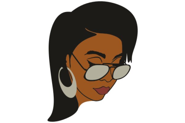 Stylish Illustration of a Woman with Glasses and Earrings