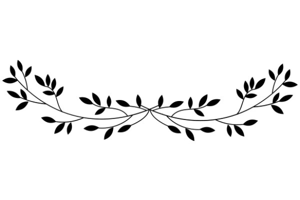 Elegant Black Line Art: A Simple, Stylized Floral Branch