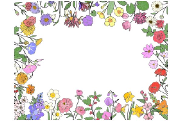 A Flowery Frame of Colorful Flowers and Plants