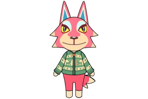 A Cute Cartoon Fox with a Cozy Sweater and a Wide Smile