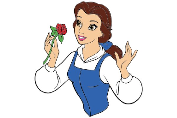 A Whimsical Encounter: A Cartoon Character and a Rose