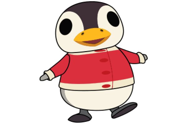 A Friendly Penguin Character with a Red Jacket and a Yellow Beak