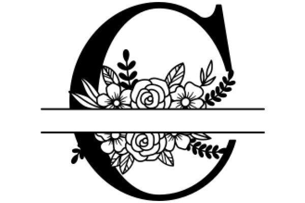 Monochrome Floral Design with a Crescent Moon