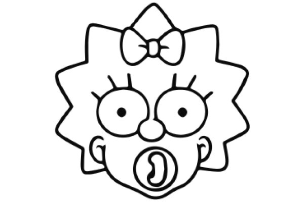 Simpsons-Inspired Character with a Bow and a Surprised Expression