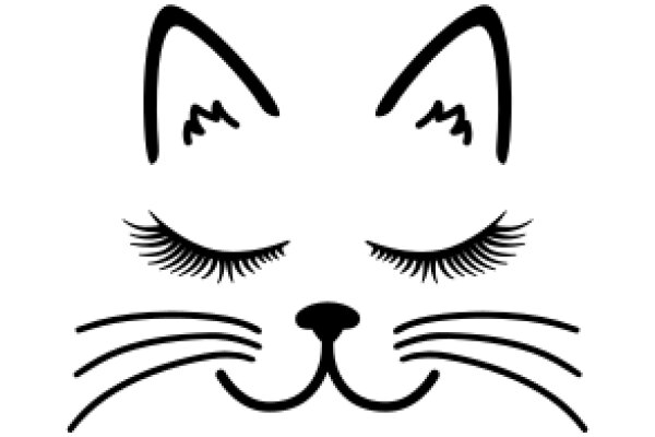 Whimsical Illustration of a Cat with Elegant Eyes and Whiskers