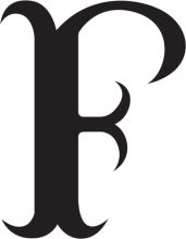 Stylized Letter 'F' in Black and White