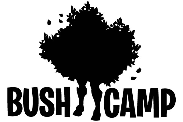 Silhouette of a Bush Camp with the Words 'Bush Camp' Below