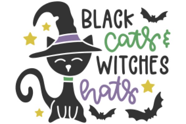 Black Cats and Witches' Hats: A Playful Halloween-Themed Graphic