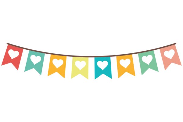 Colorful Banner with Heart-Shaped Flags