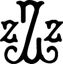 Stylized Black and White Letter Z with a Scroll Design