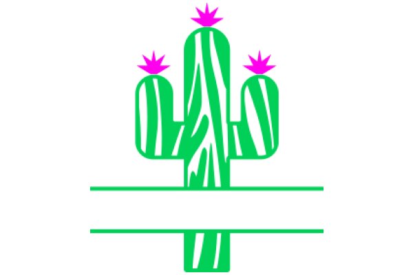 Vibrant Cactus Design with Pink Flower Accents