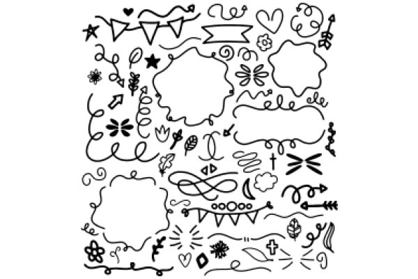 Whimsical Line Art: A Collection of Symbols and Patterns