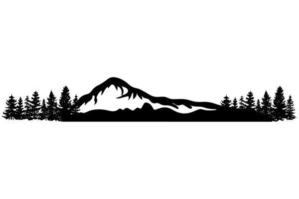 Silhouette of a Mountain and Forest Scene