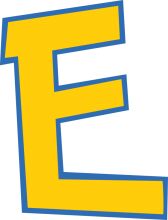 Vibrant Yellow Letter 'E' in a Blue Outline