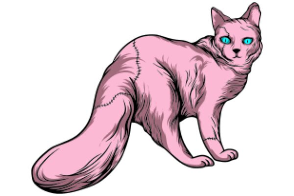 A Pink Cat with a Stitched Mouth