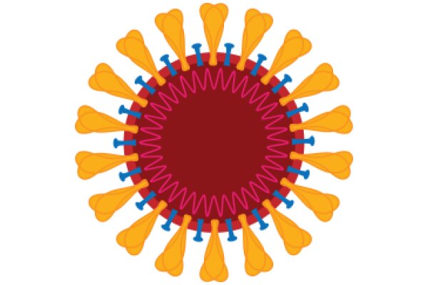 Vibrant Illustration of a Coronavirus with Blue and Yellow Spikes