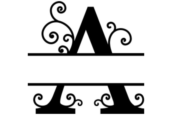 Stylized Letter A with Swirling Decorations