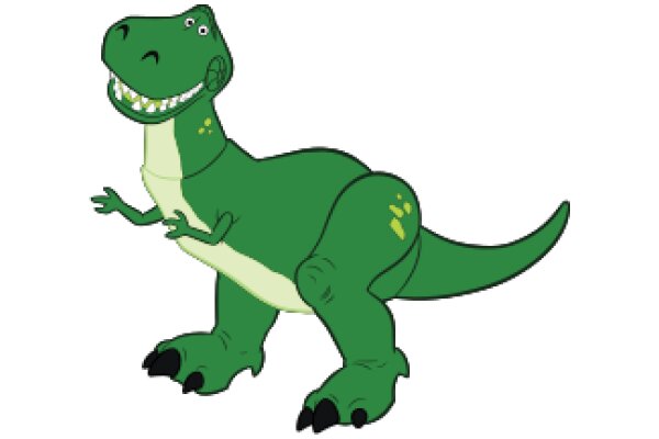 A Friendly Green Dinosaur in a White Background