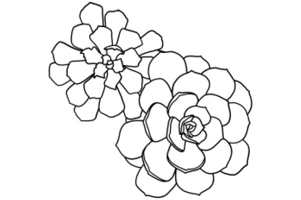 Stylized Floral Design: A Line Drawing