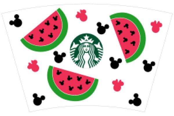 Starbucks-themed Disney-inspired napkin with a watermelon slice and Mickey Mouse