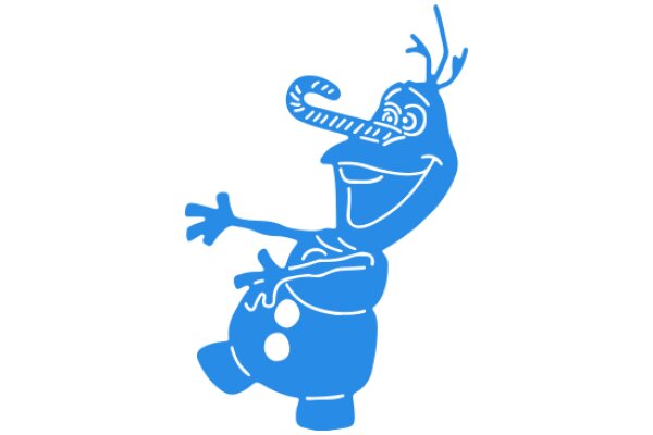 Whimsical Blue Cartoon Character with a Smile and a Candy Cane