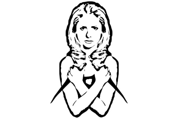 Portrait of a Woman with a Heart Symbol