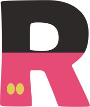 Vibrant Letter R with a Pink Background and Yellow Dots