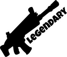 A Silhouette of a Gun with the Word 'Legendary' Below It