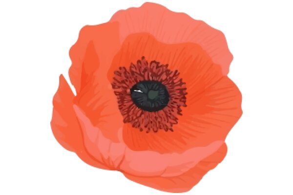 Vivid Red Poppy Flower with Detailed Petals and Center