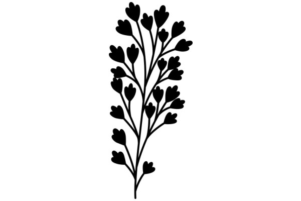 Stylized Black Silhouette of a Flowering Plant