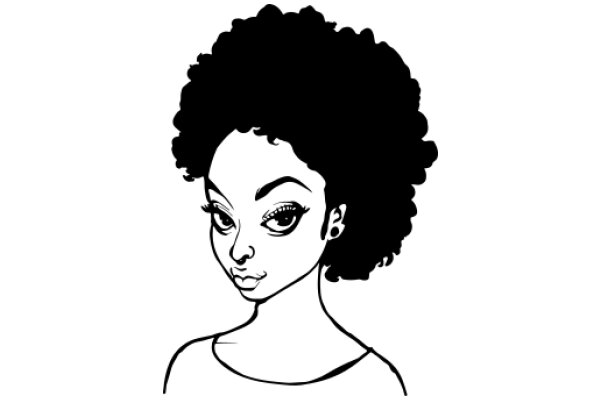 Stylized Portrait of a Woman with Curly Hair and Earrings