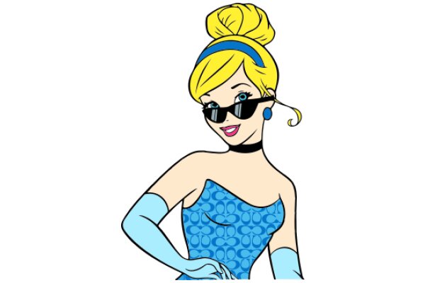 Stylish Animation: A Fashionable Female Character with a Blue Dress and Yellow Hair