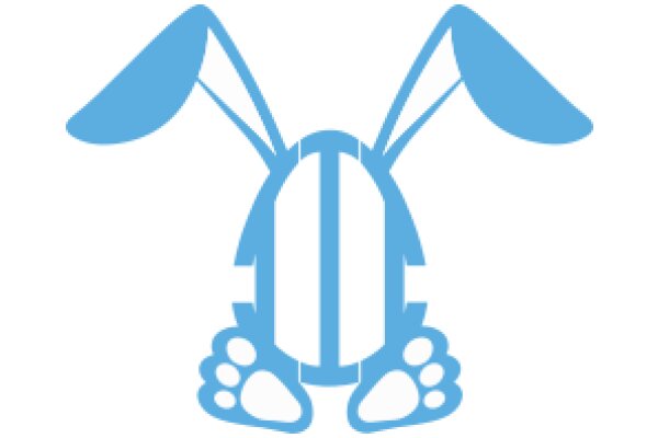 Stylized Blue Easter Bunny with Paw Prints