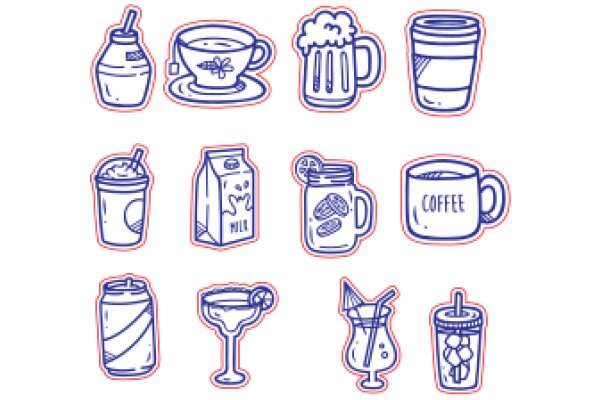 A Collection of Whimsical Drink-Related Icons