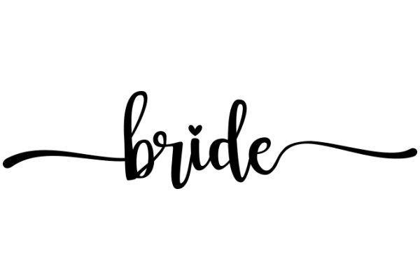 Elegant Black Calligraphy of the Word 'Bride' in a Stylized Swirl