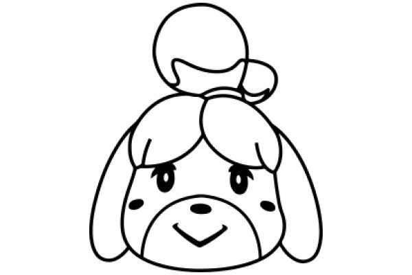 A Simple Line Drawing of a Stylized Dog Character