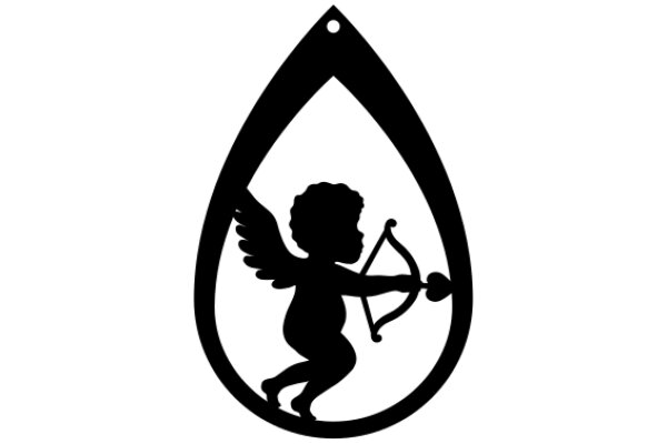 Silhouette of an Angel with a Bow and Arrow